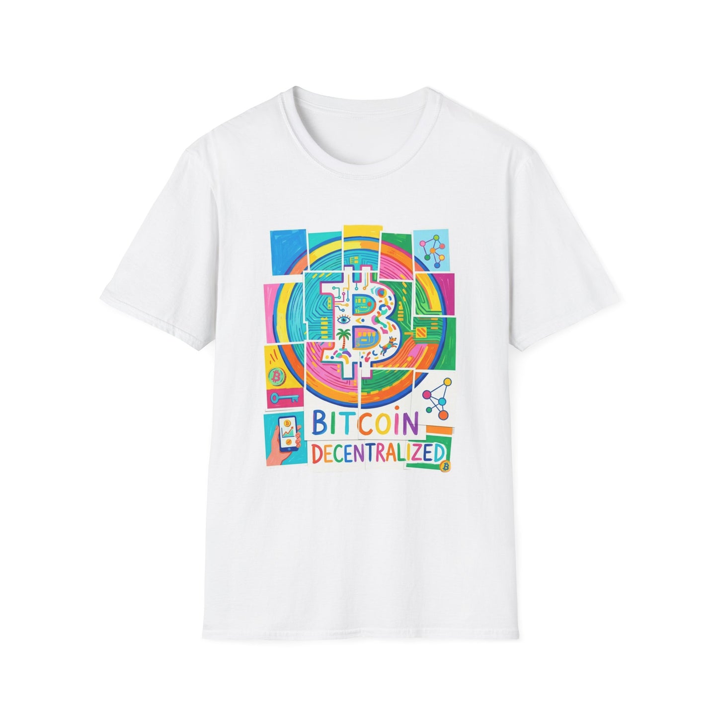 Bitcoin Decentralized Graphic T-Shirt — Colorful Crypto Logo Tee