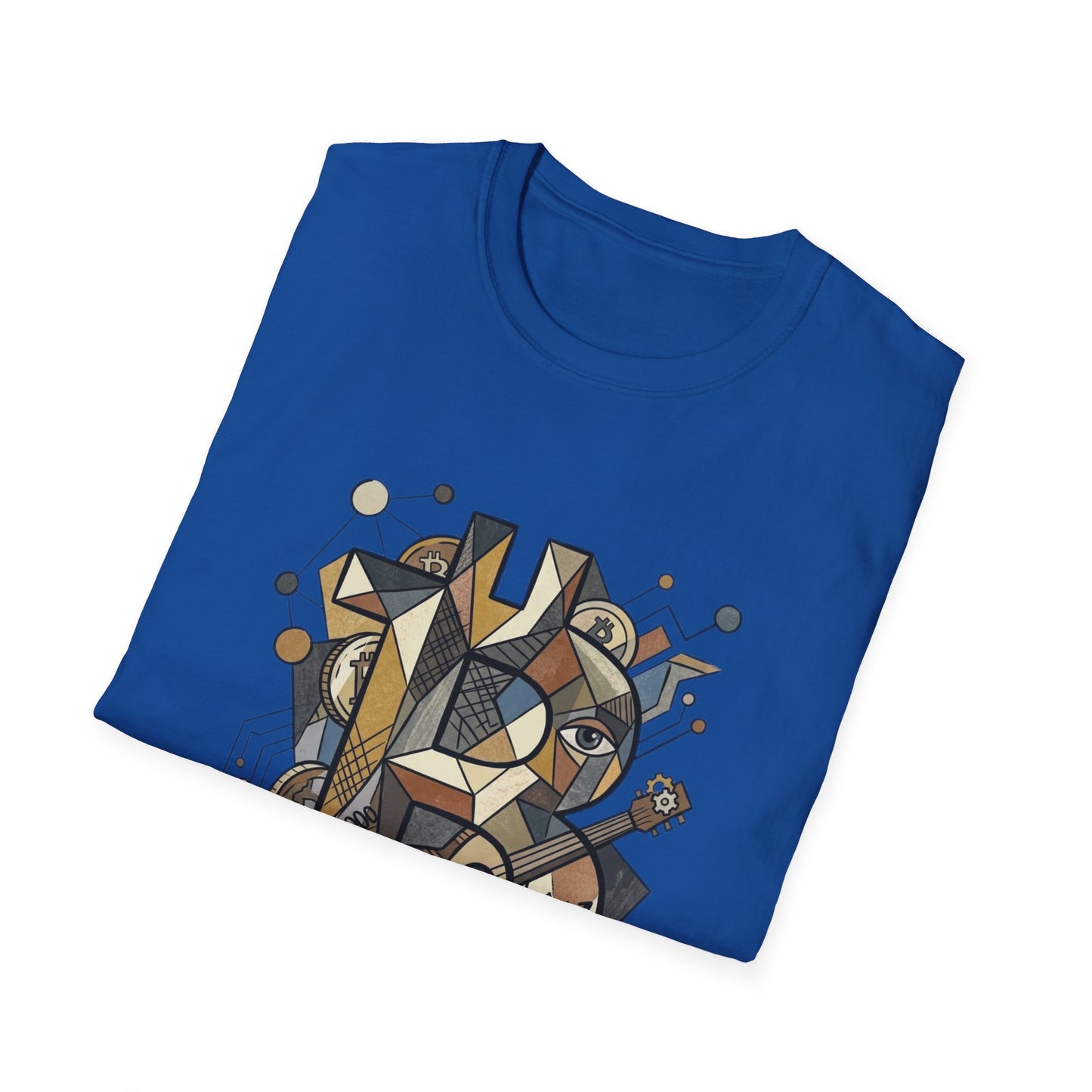 Abstract Geometric Bitcoin T-Shirt — Retro Music Art Tee