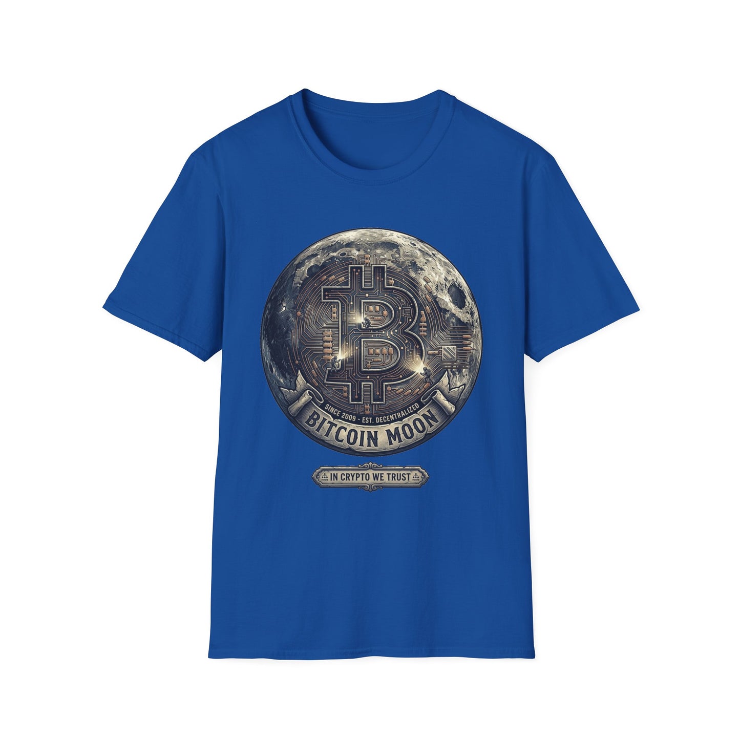 Bitcoin Moon Graphic T-Shirt — “In Crypto We Trust” Crypto Enthusiast Tee