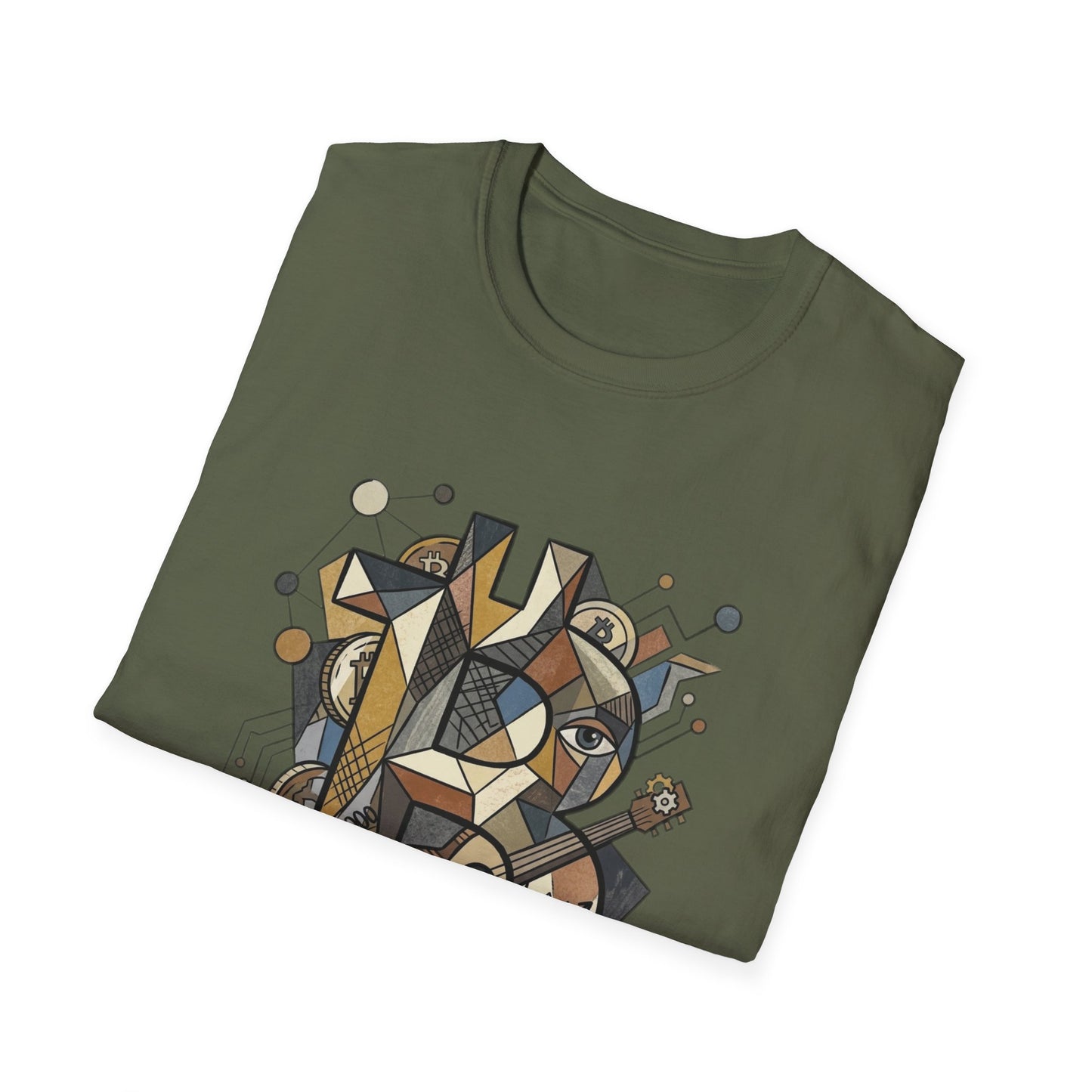 Abstract Geometric Bitcoin T-Shirt — Retro Music Art Tee