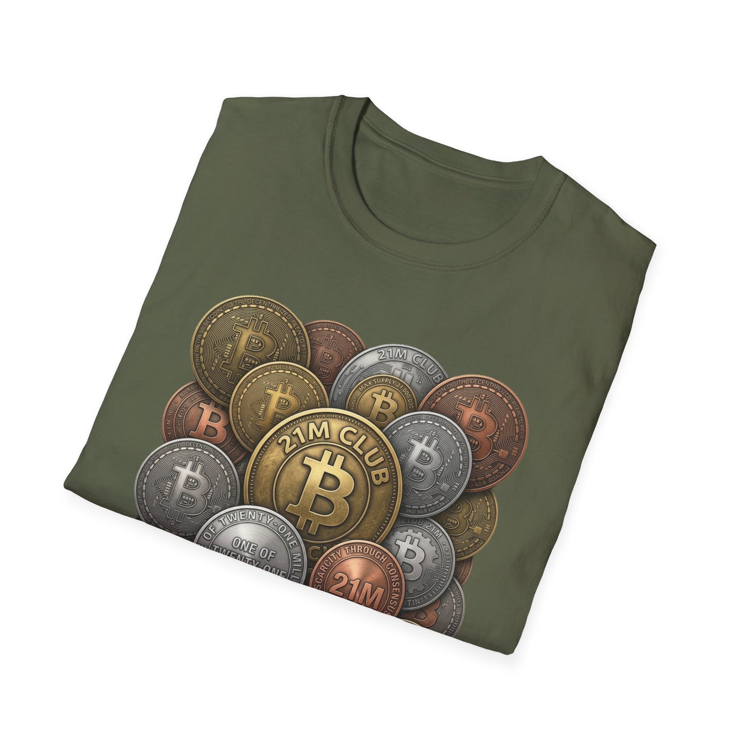 21M Club Coins Stack T-Shirt — Bitcoin & Altcoin Vintage Coins Tee
