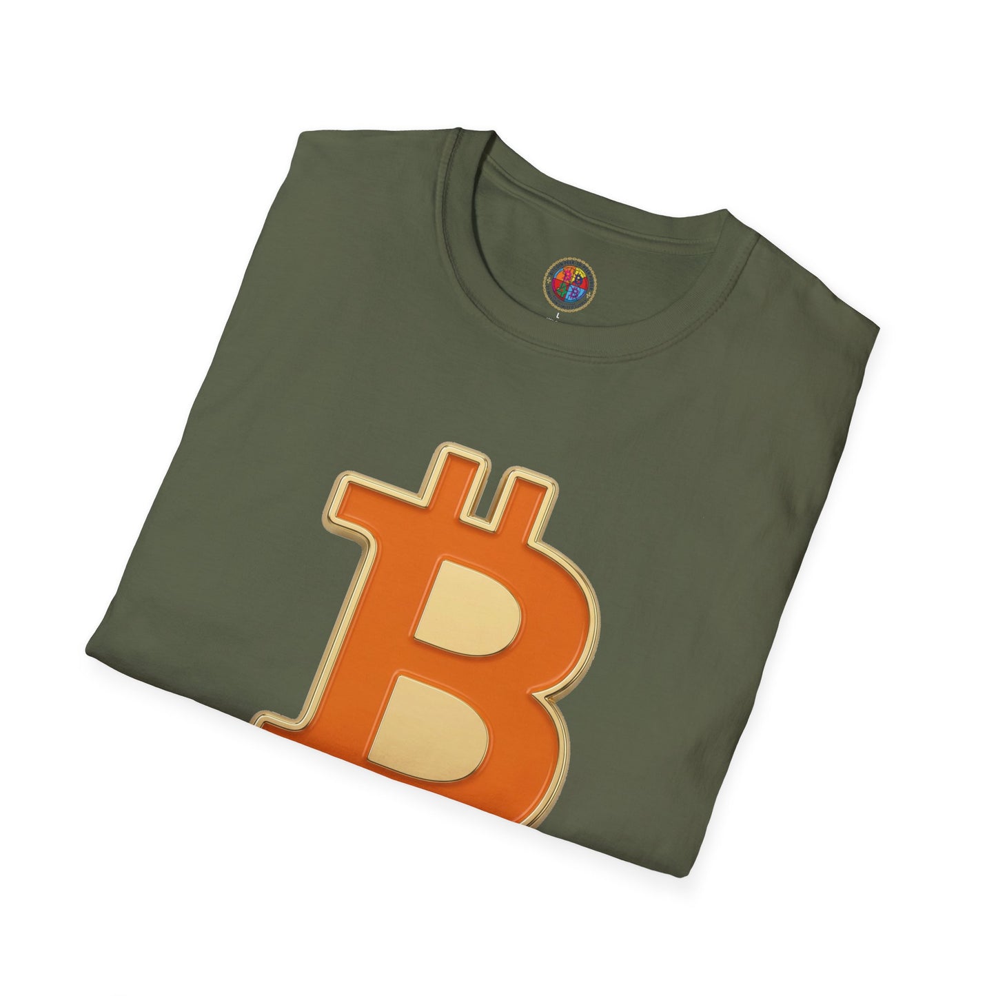 Bitcoin Enamel Logo T-Shirt — Retro Orange Crypto Tee