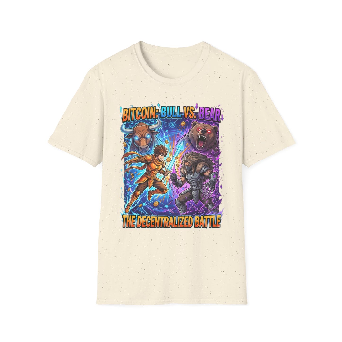 Bitcoin Bull vs Bear T-Shirt - 'The Decentralized Battle' Crypto Graphic Tee
