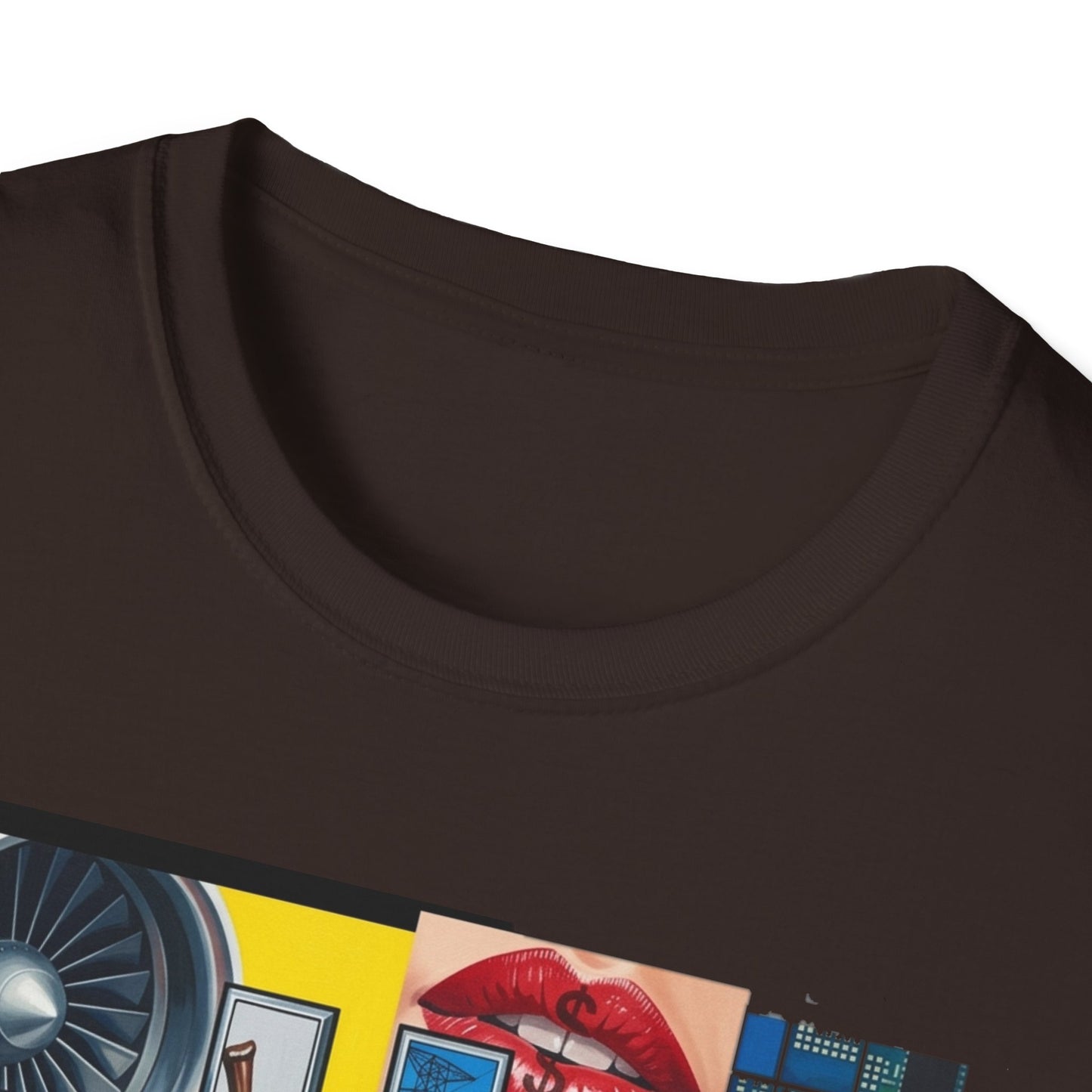 Retro Pop Art 'Ride' Graphic T-Shirt — Vintage Collage Motorcycle & Lips Design