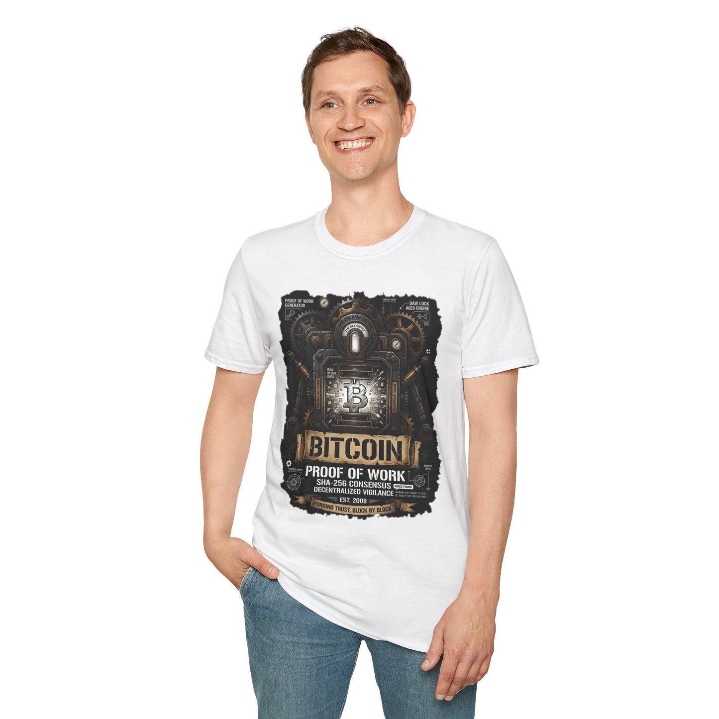 Bitcoin Proof of Work T-Shirt — Crypto Miner Vintage Graphic Tee
