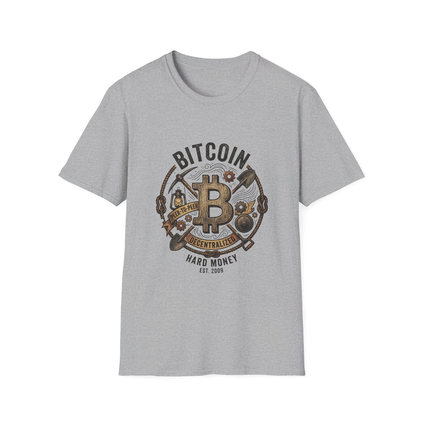 Bitcoin Hard Money T-Shirt — Vintage Crypto Mining Design