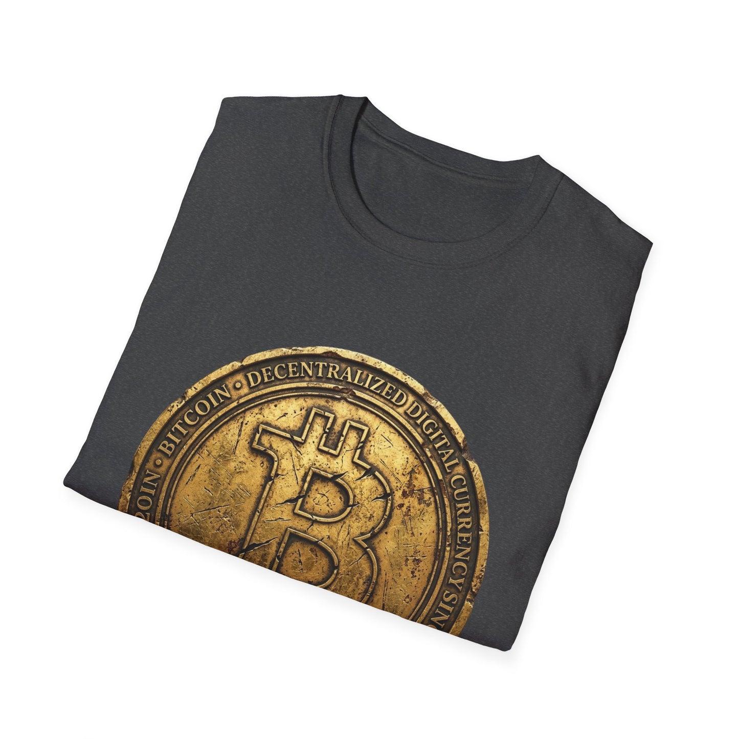 Bitcoin Coin Graphic T-Shirt — Vintage Gold Crypto Tee for Bitcoin Fans