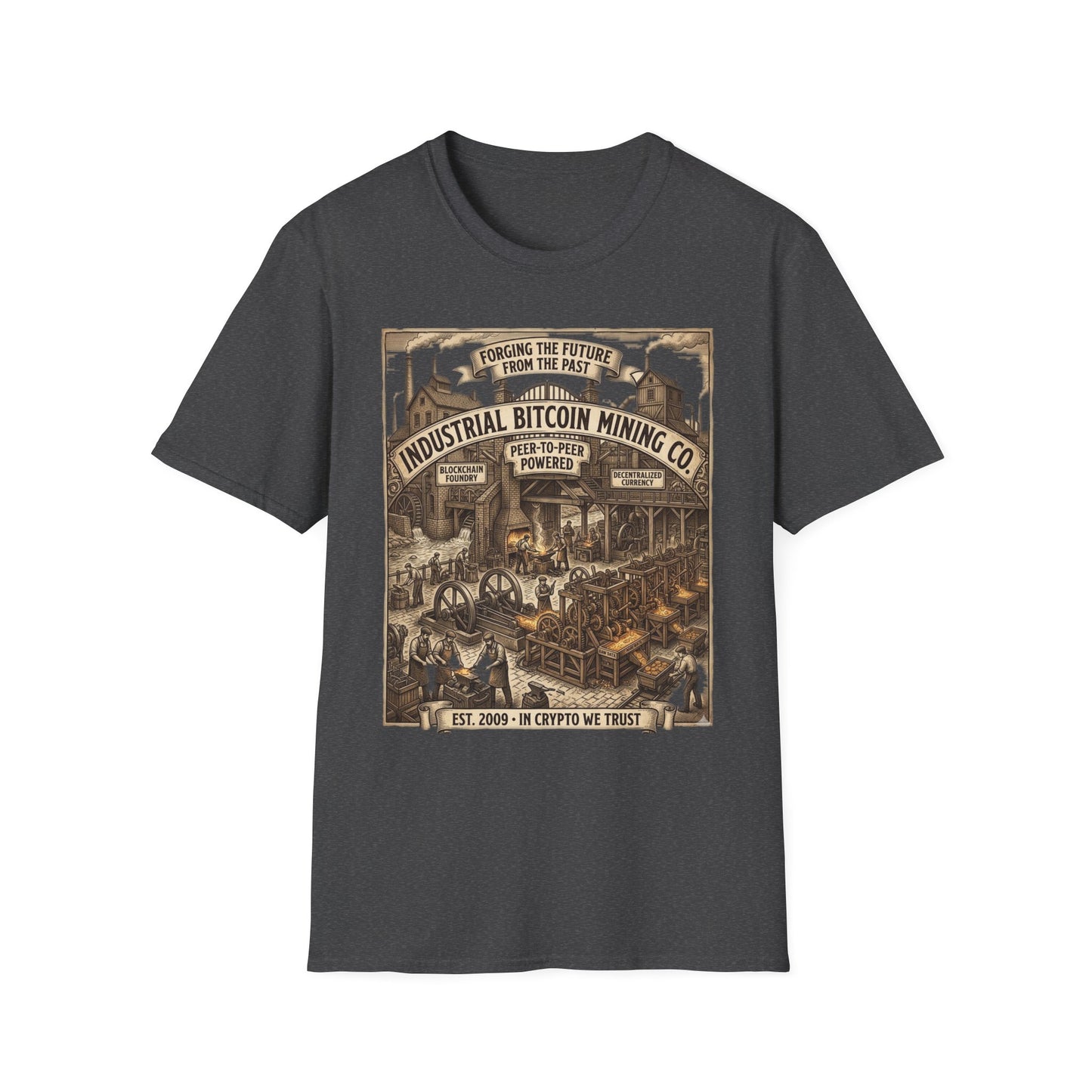 Industrial Bitcoin Mining Co. T-Shirt — Vintage Crypto Miner Graphic Tee