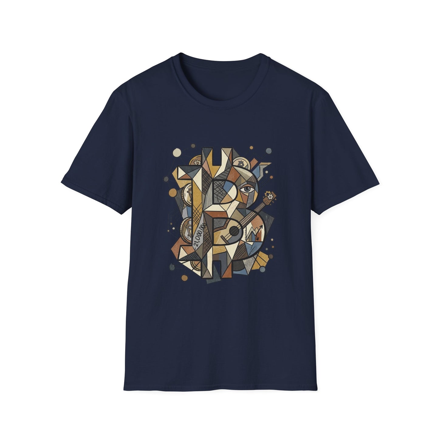 Abstract Geometric Bitcoin T-Shirt — Retro Music Art Tee