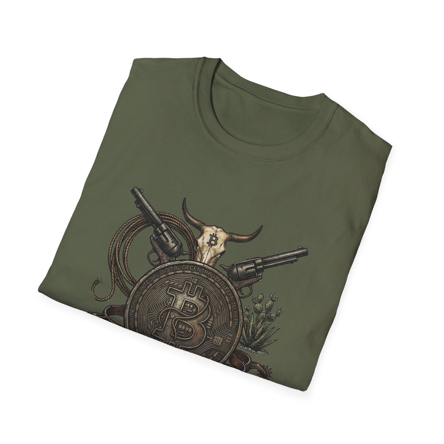 Bitcoin Western T-Shirt — "Bitcoin: The New Frontier" Vintage Crypto Tee