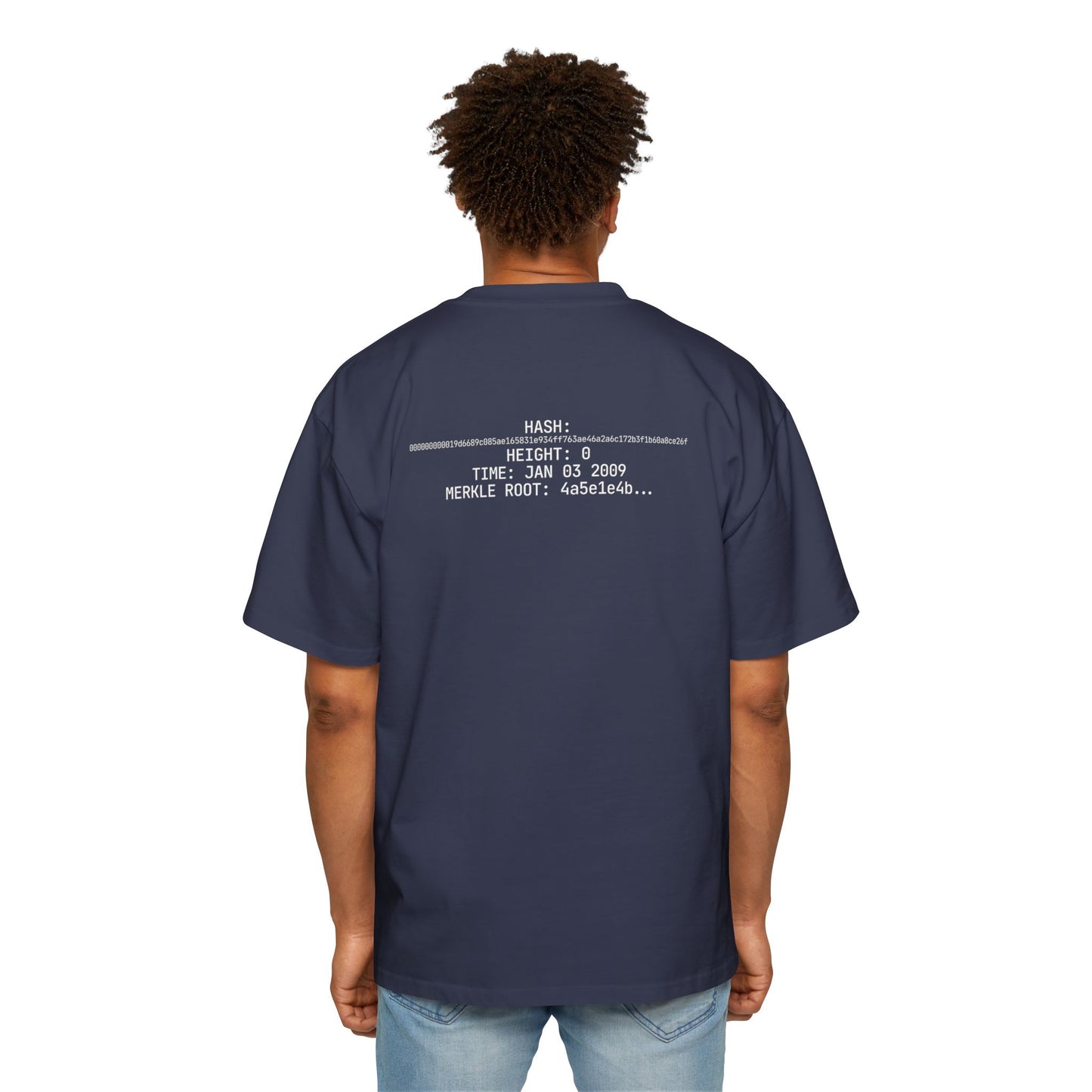 Bitcoin Genesis Block Tee — Coordinates Back & SHA-256 Front