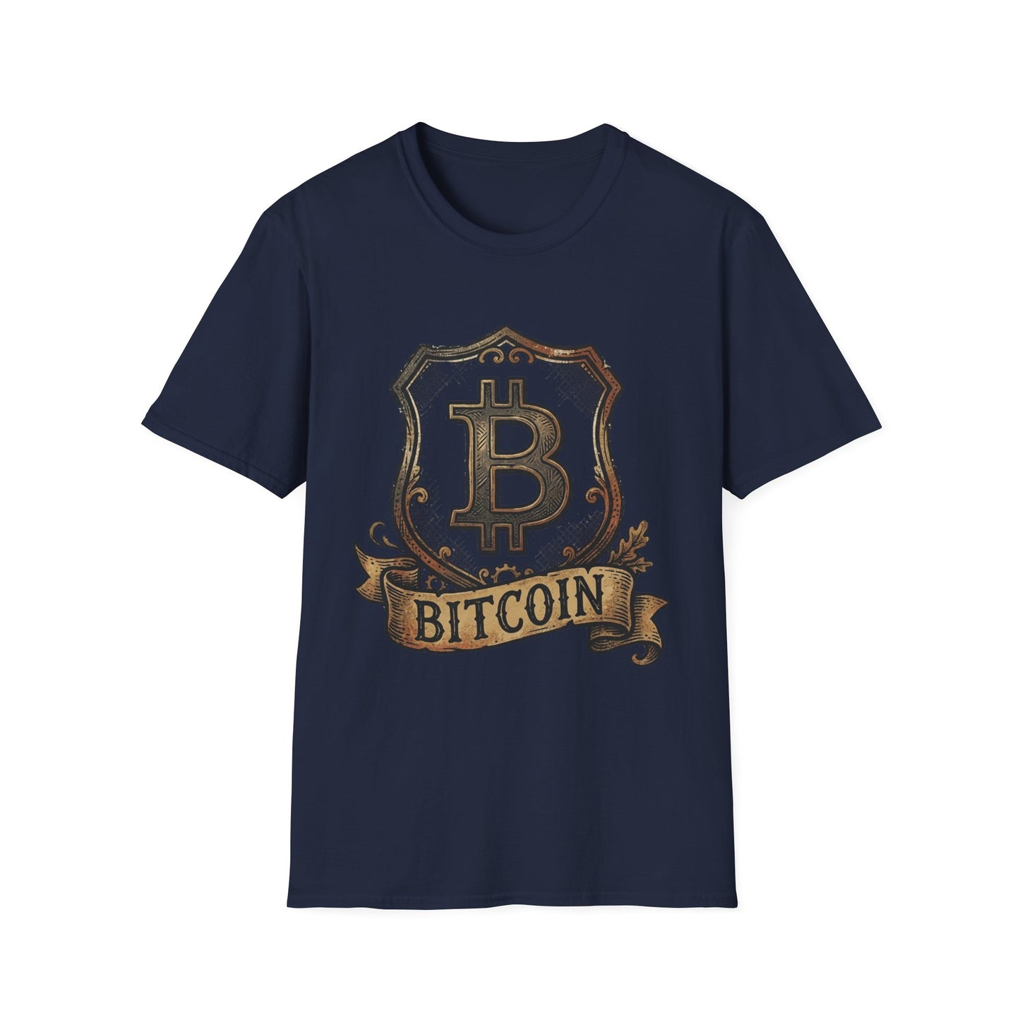 Bitcoin Crest T-Shirt — Vintage Cryptocurrency Emblem Tee