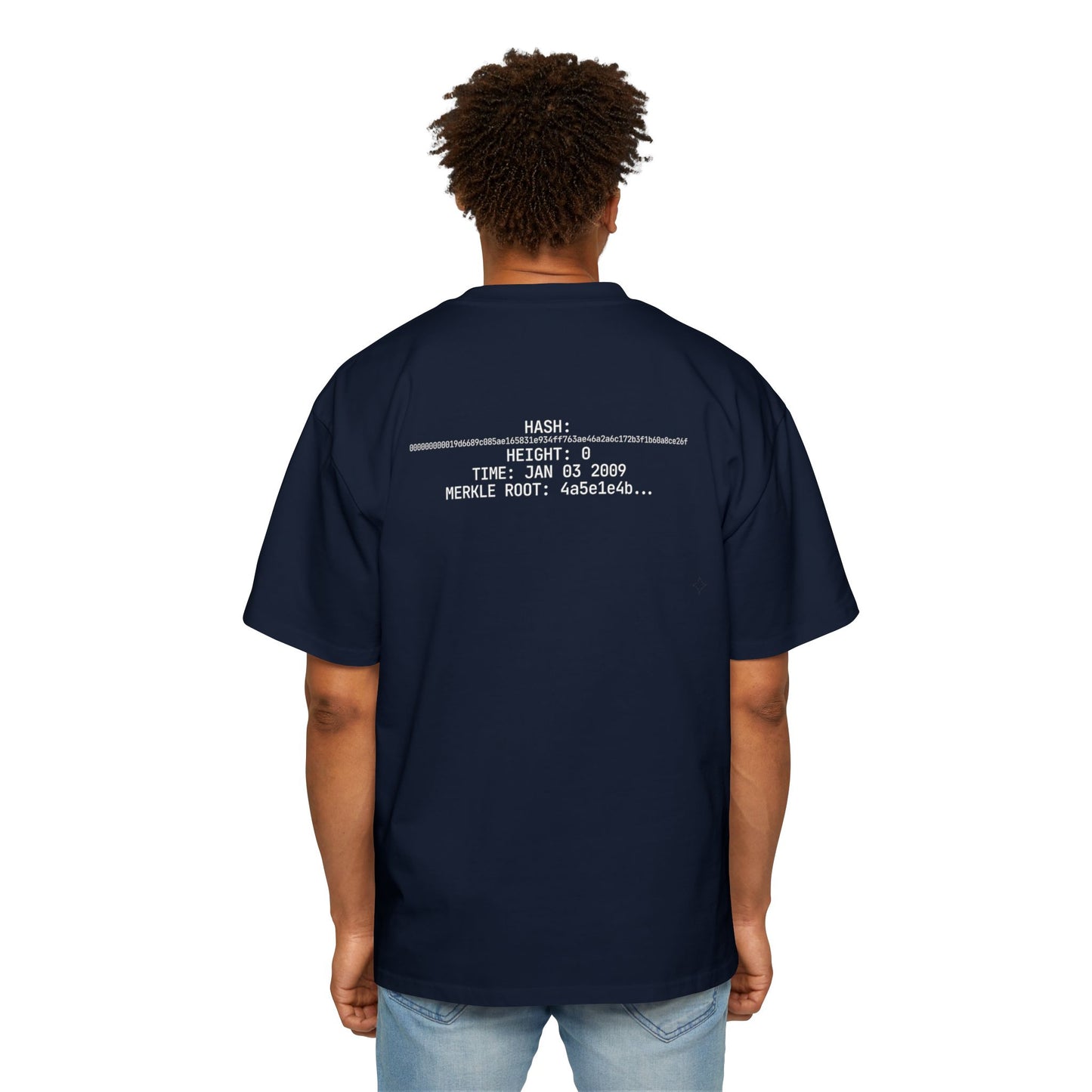 Bitcoin Genesis Block Tee — Coordinates Back & SHA-256 Front