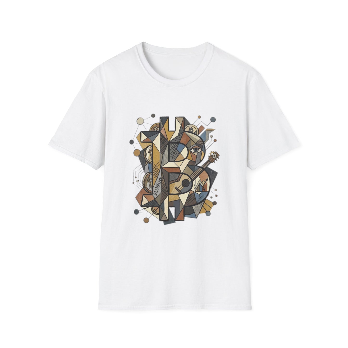 Abstract Geometric Bitcoin T-Shirt — Retro Music Art Tee