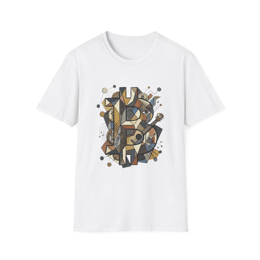 Abstract Geometric Bitcoin T-Shirt — Retro Music Art Tee
