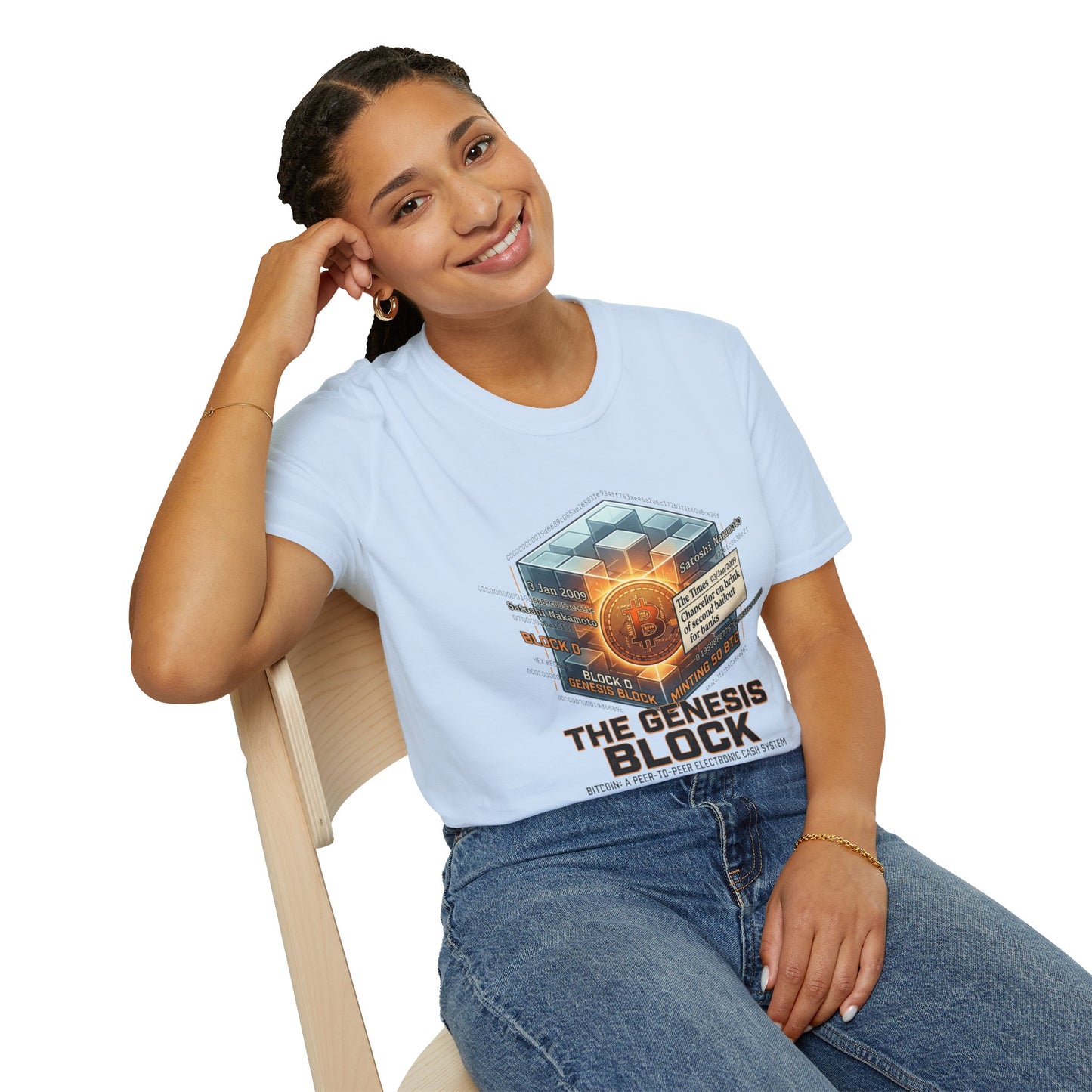 T-Shirt — The Genesis Block Bitcoin Graphic Tee (Cryptocurrency Miner Design)