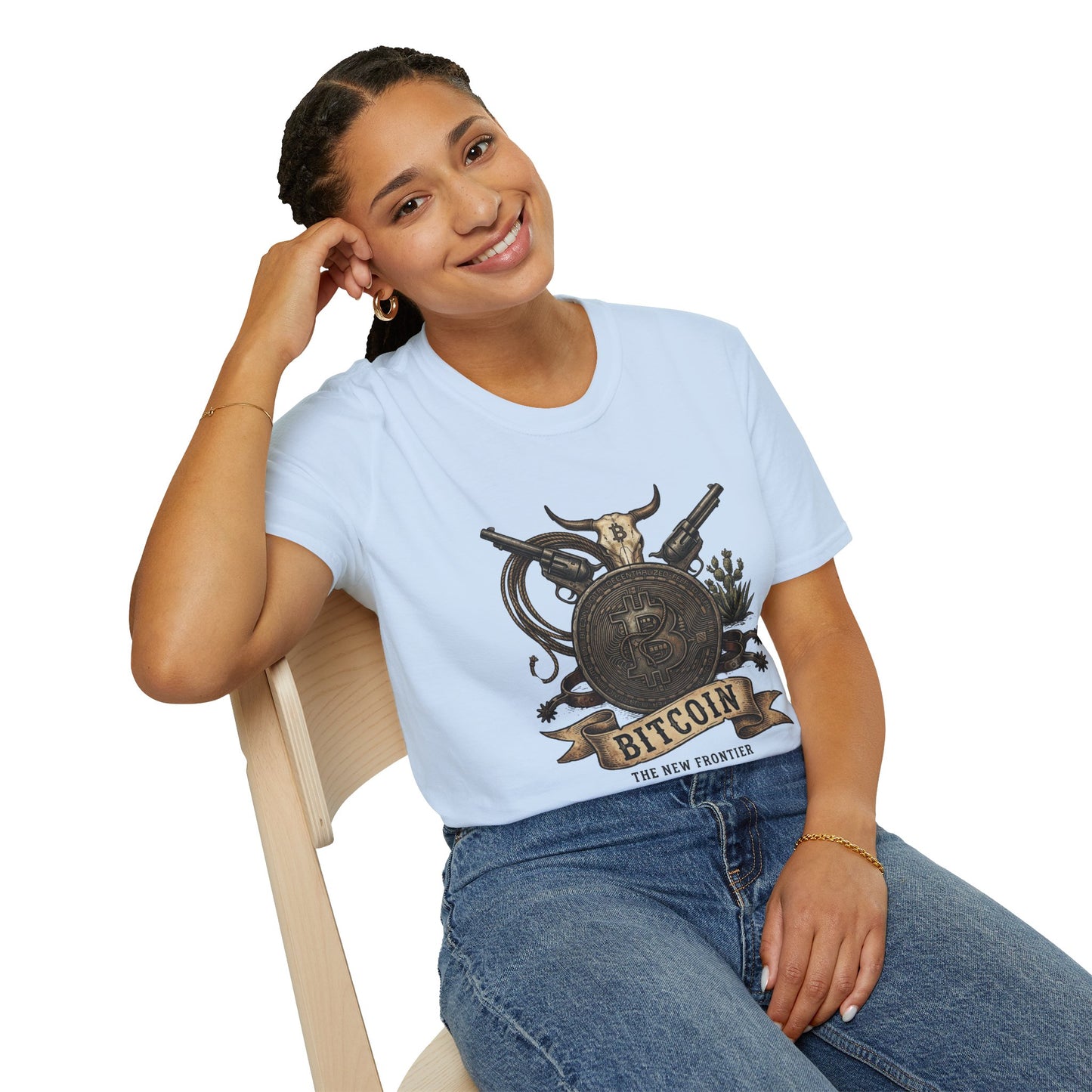 Bitcoin Western T-Shirt — "Bitcoin: The New Frontier" Vintage Crypto Tee