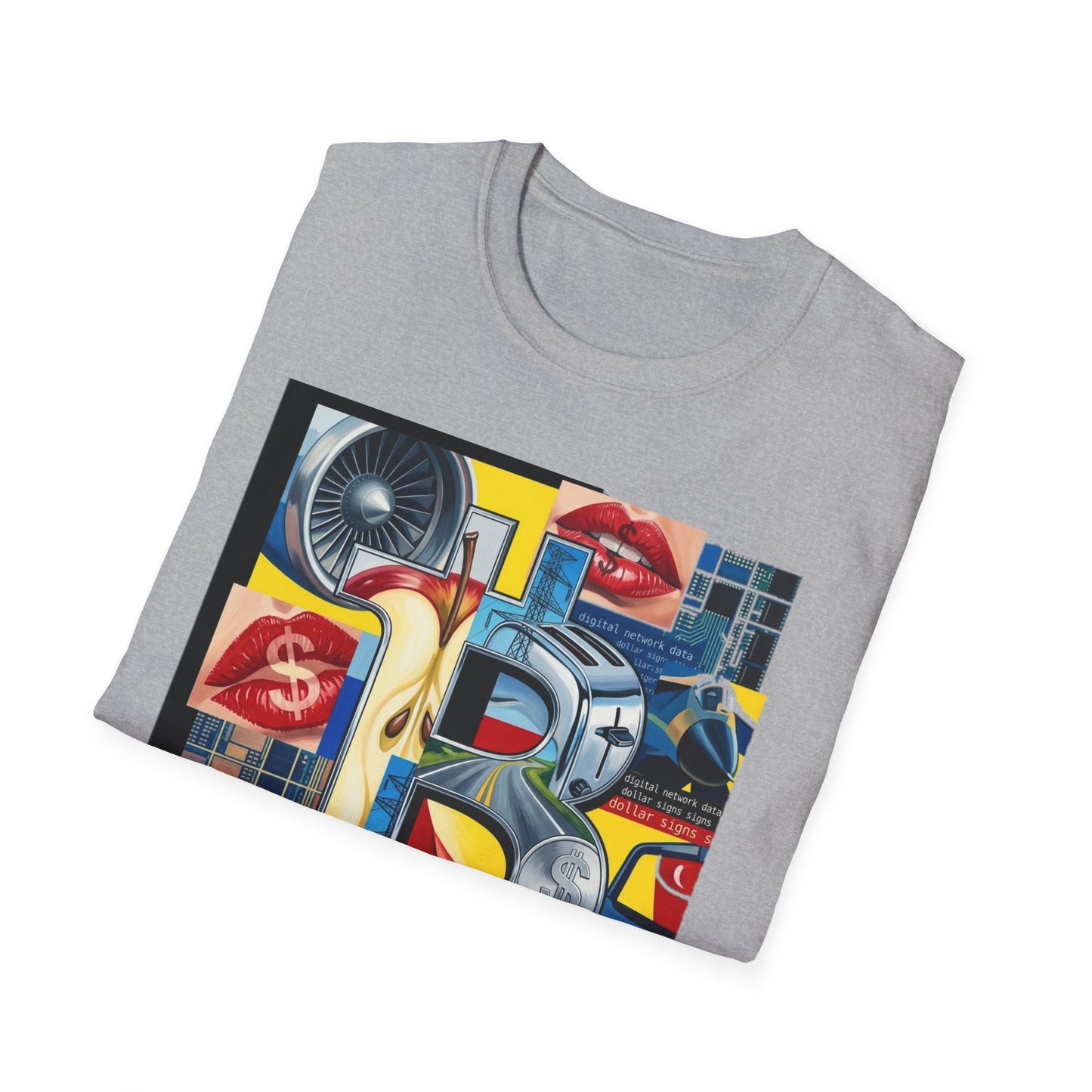 Retro Pop Art 'Ride' Graphic T-Shirt — Vintage Collage Motorcycle & Lips Design