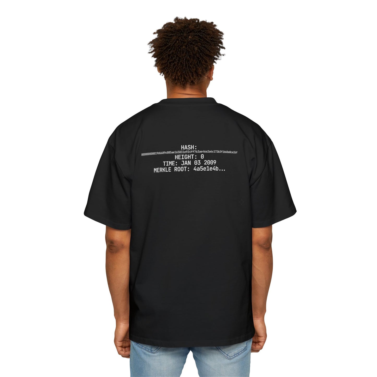 Bitcoin Genesis Block Tee — Coordinates Back & SHA-256 Front