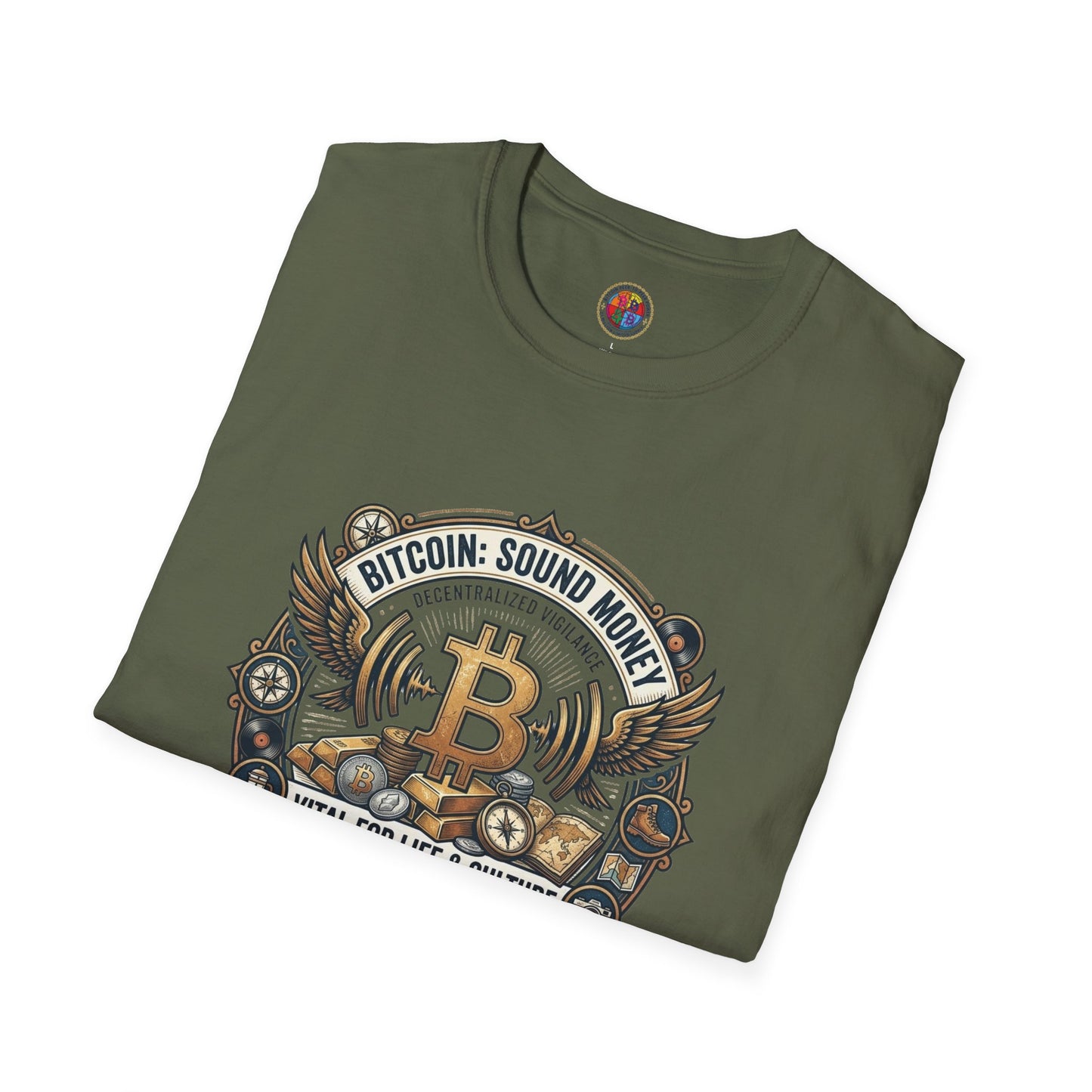 Bitcoin Emblem T-Shirt — "Bitcoin: Sound Money" Vintage Crypto Crest Tee