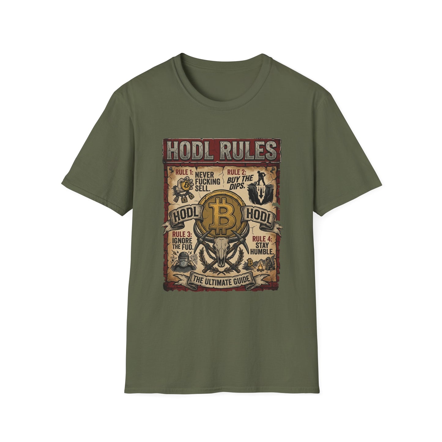 HODL Rules Bitcoin T-Shirt — Crypto Hodler Poster Graphic Tee