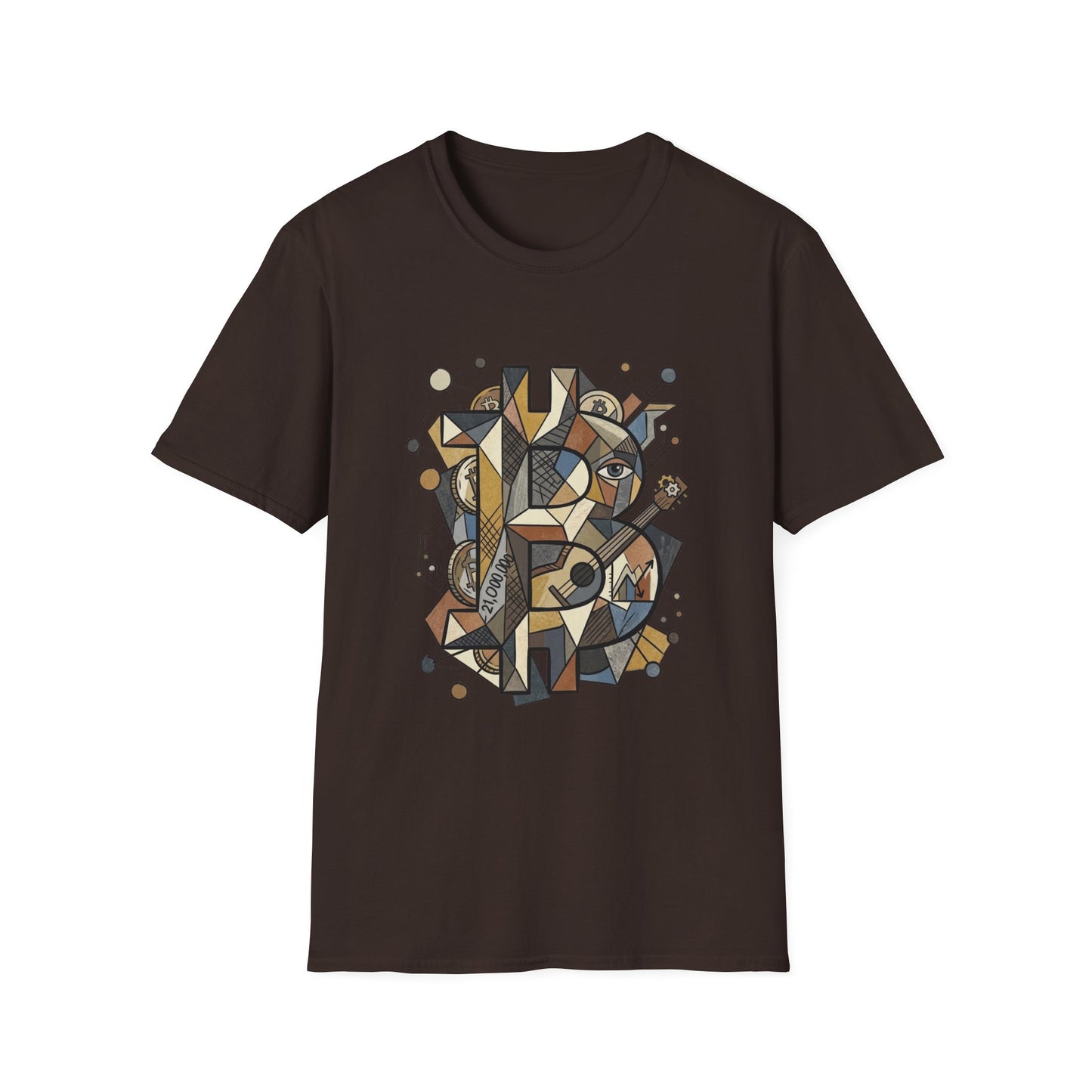 Abstract Geometric Bitcoin T-Shirt — Retro Music Art Tee