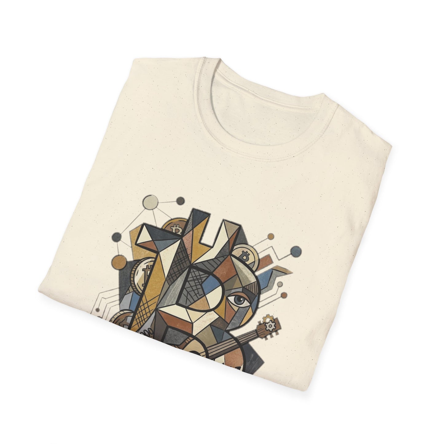Abstract Geometric Bitcoin T-Shirt — Retro Music Art Tee