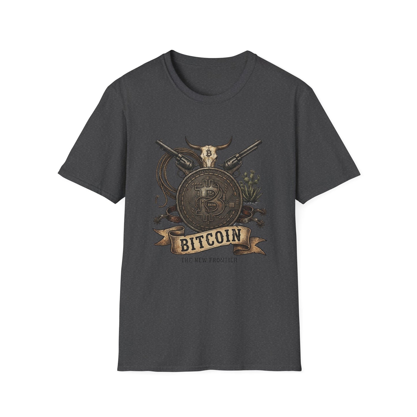 Bitcoin Western T-Shirt — "Bitcoin: The New Frontier" Vintage Crypto Tee