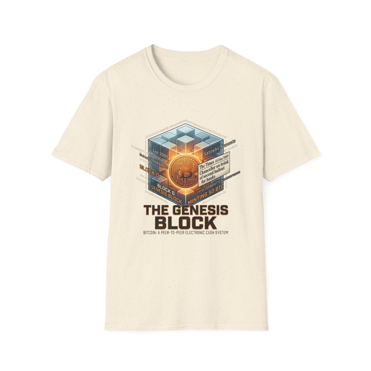 T-Shirt — The Genesis Block Bitcoin Graphic Tee (Cryptocurrency Miner Design)