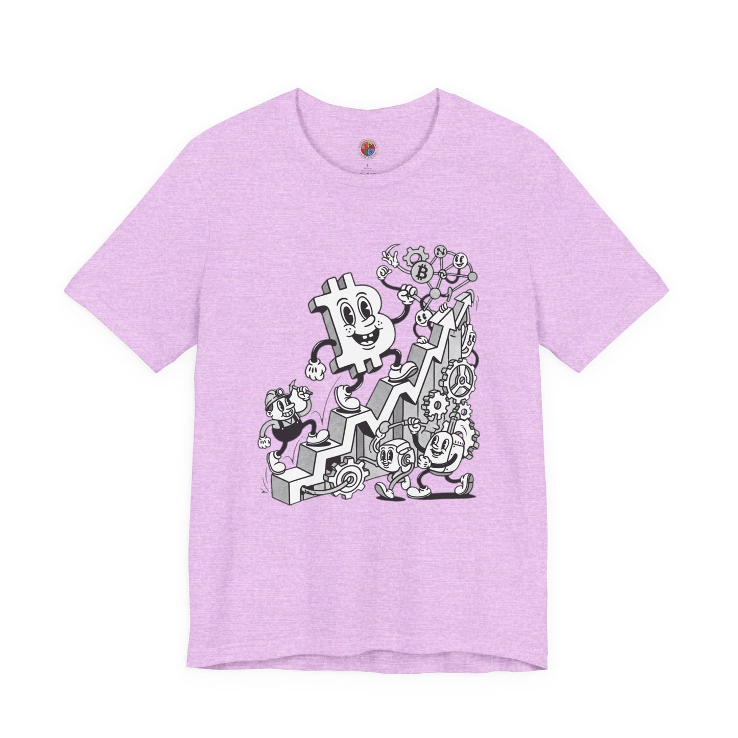Bitcoin Growth Cartoon Tee — Crypto Stairs Illustration T-Shirt