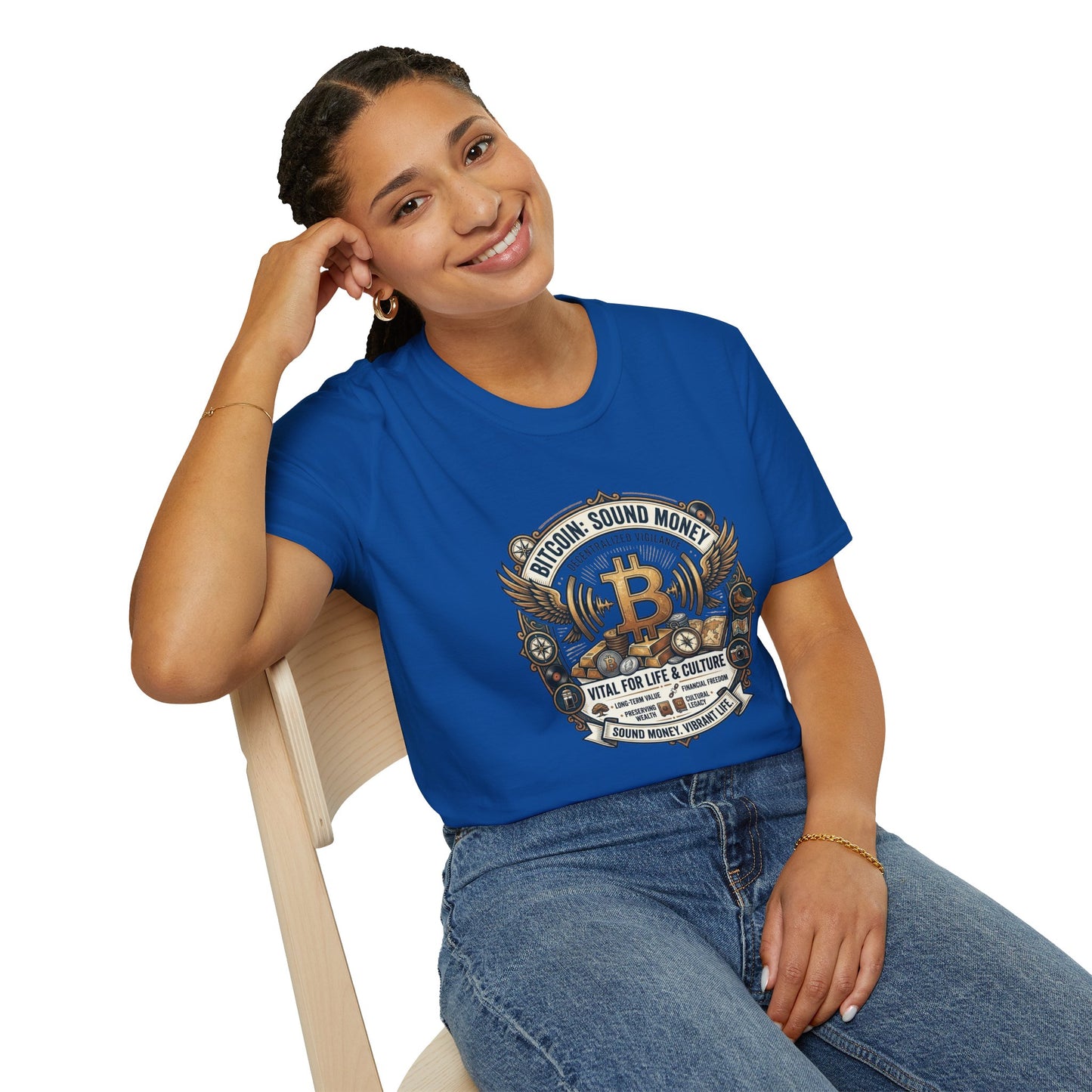 Bitcoin Emblem T-Shirt — "Bitcoin: Sound Money" Vintage Crypto Crest Tee