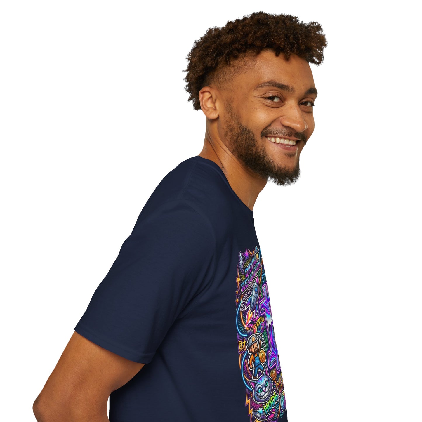 Bitcoin Electric Crypto Art T-Shirt — HODL, BTC Neon Graphic Tee