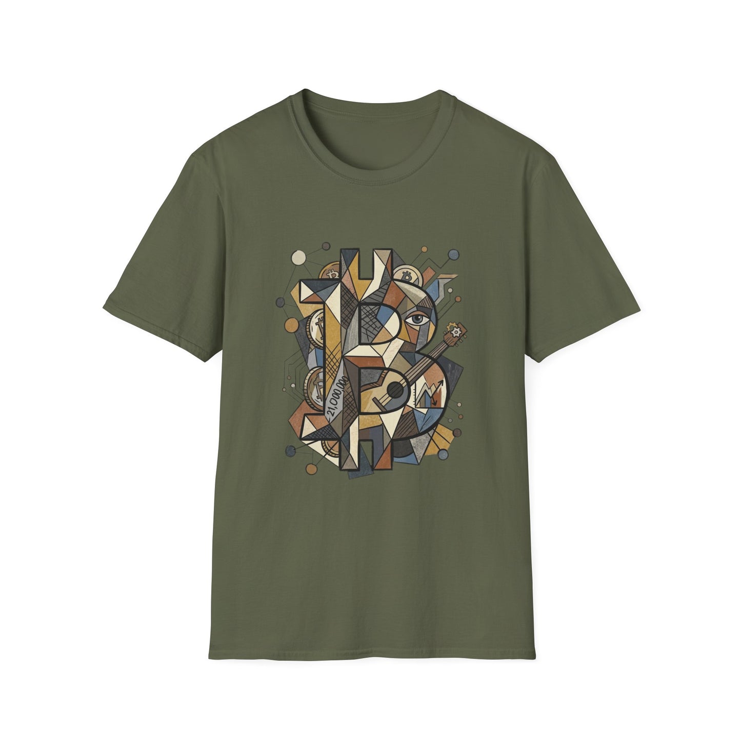 Abstract Geometric Bitcoin T-Shirt — Retro Music Art Tee