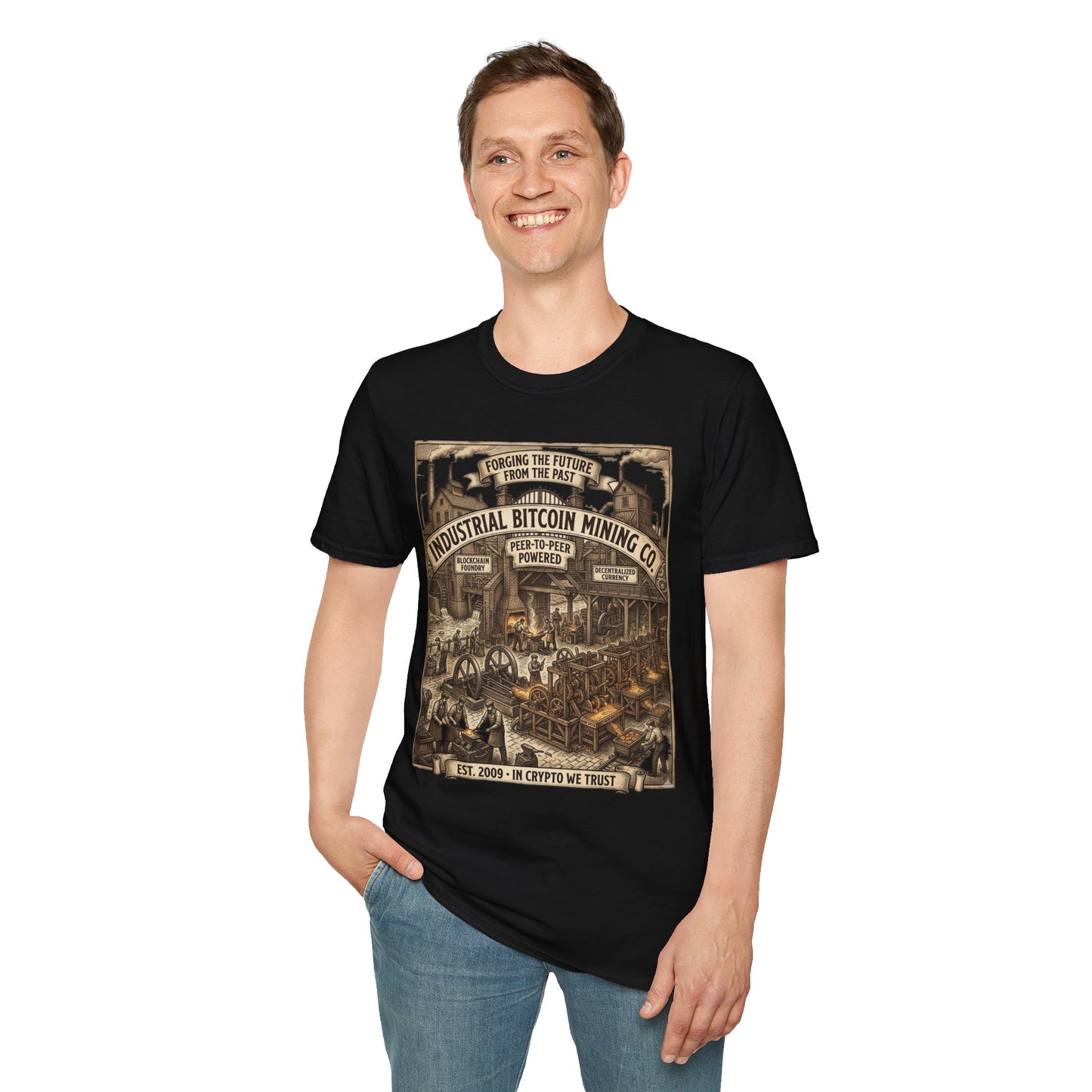 Industrial Bitcoin Mining Co. T-Shirt — Vintage Crypto Miner Graphic Tee