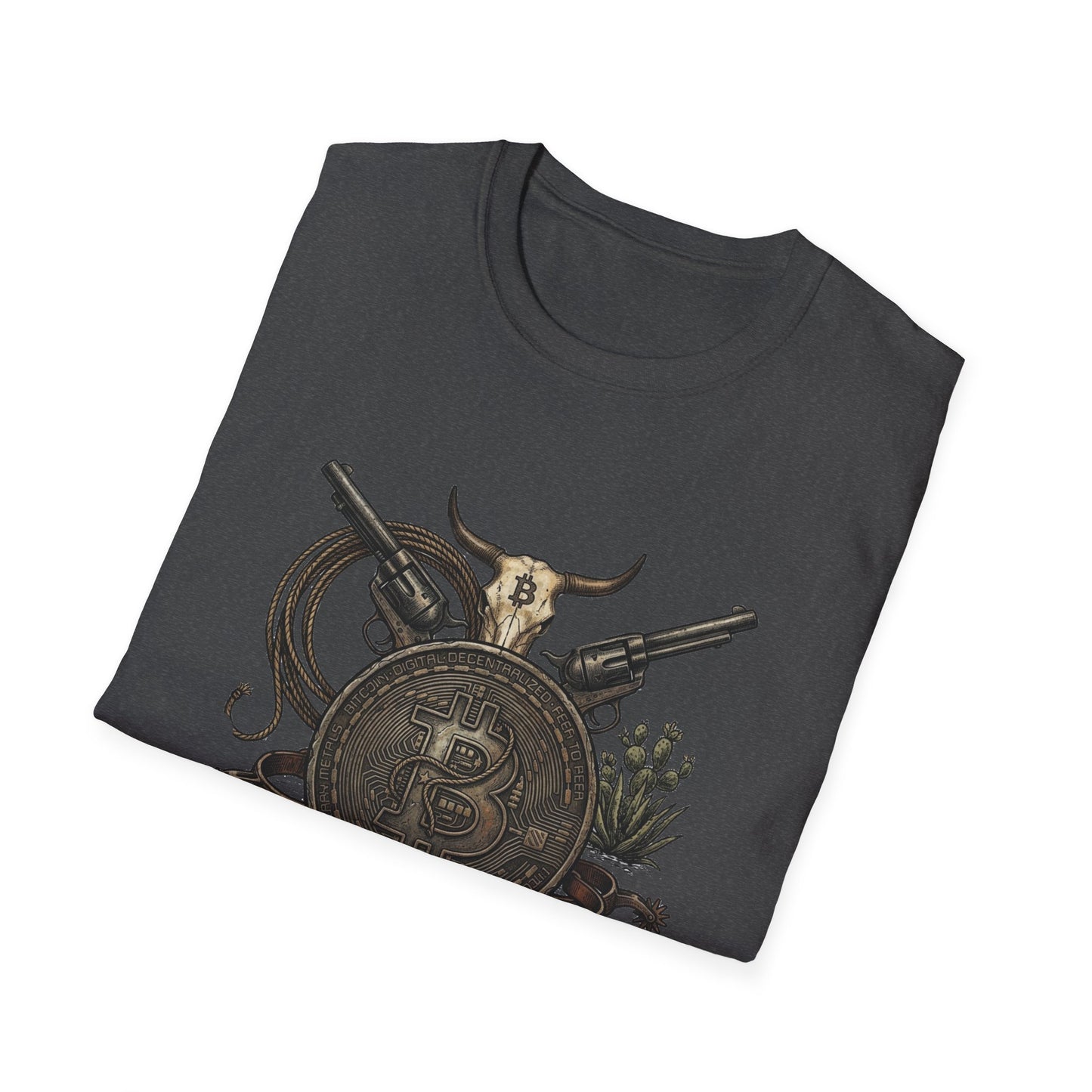 Bitcoin Western T-Shirt — "Bitcoin: The New Frontier" Vintage Crypto Tee