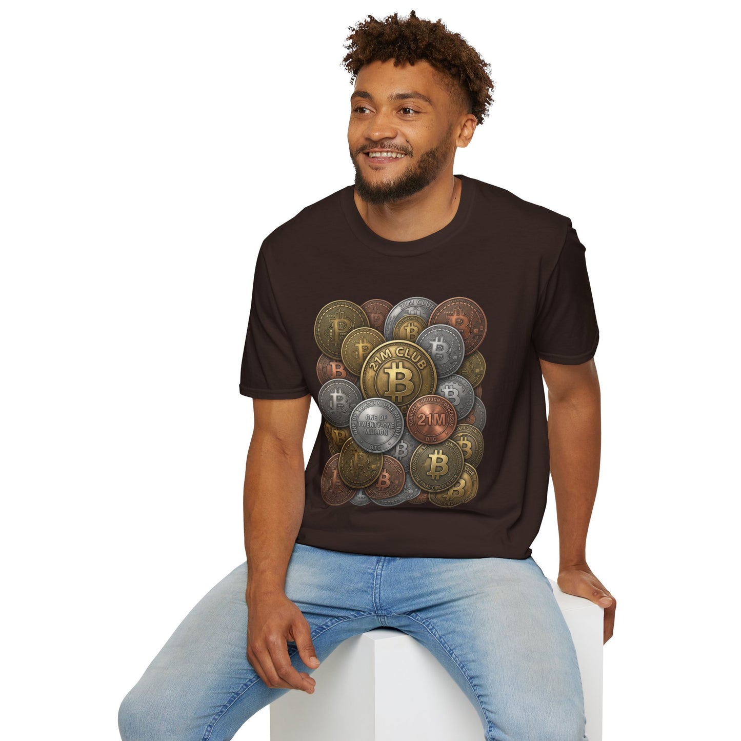 21M Club Coins Stack T-Shirt — Bitcoin & Altcoin Vintage Coins Tee