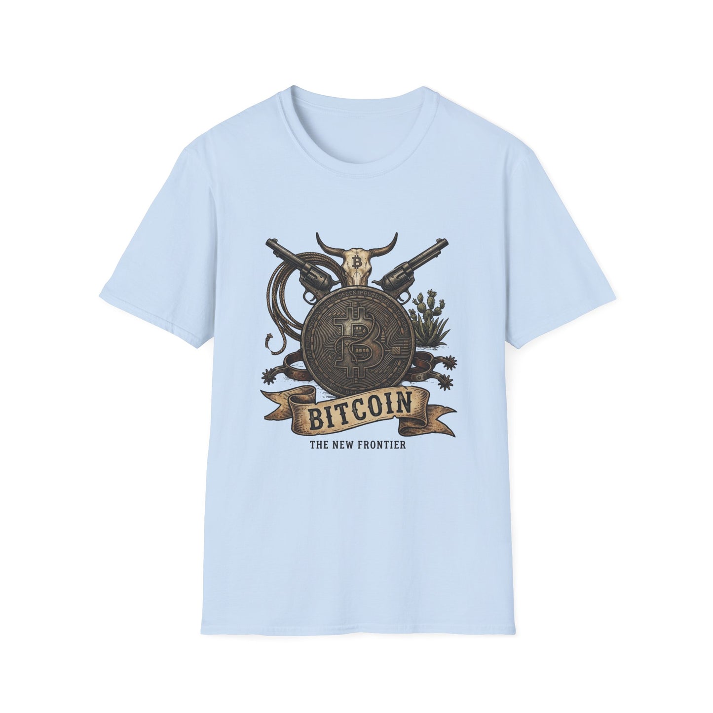 Bitcoin Western T-Shirt — "Bitcoin: The New Frontier" Vintage Crypto Tee
