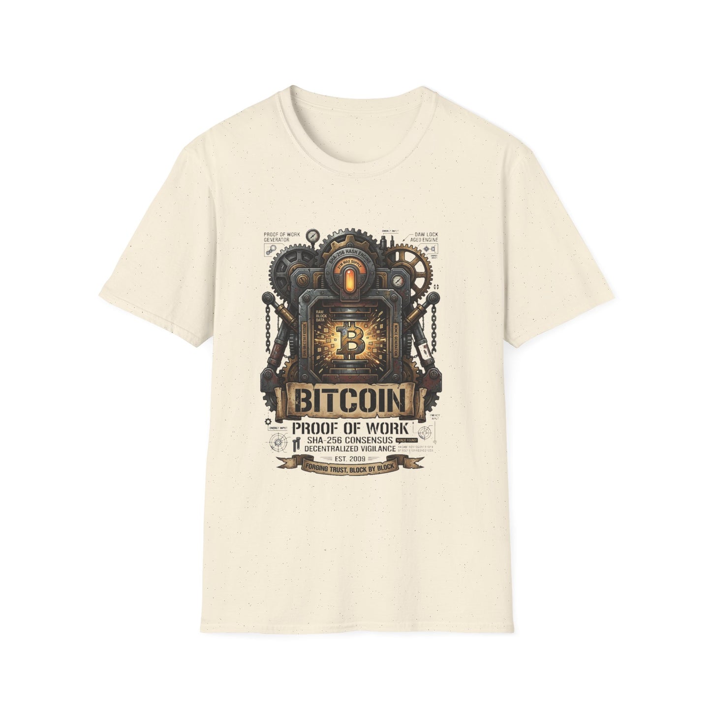 Bitcoin Proof of Work T-Shirt — Steampunk Crypto Miner Tee