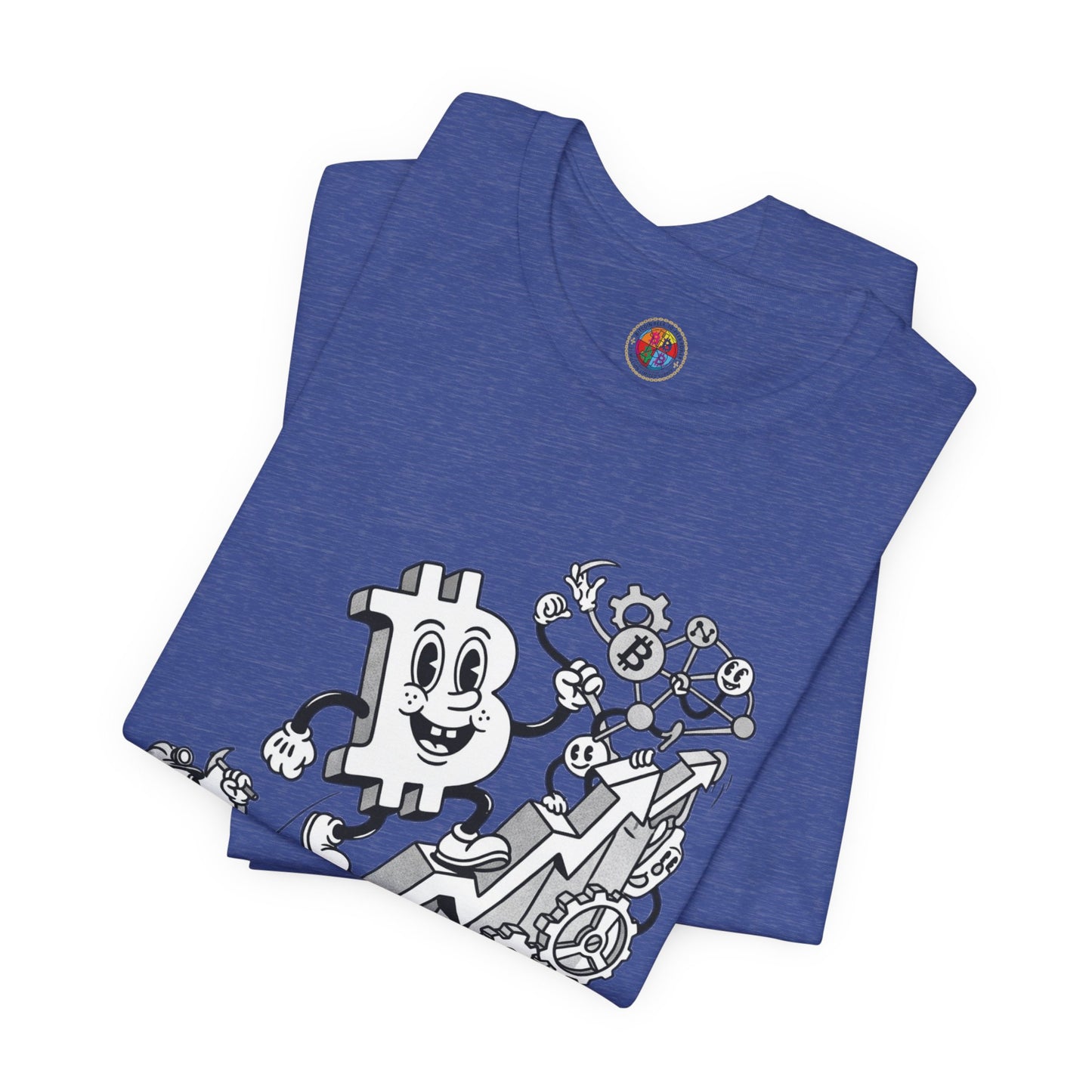 Bitcoin Growth Cartoon Tee — Crypto Stairs Illustration T-Shirt
