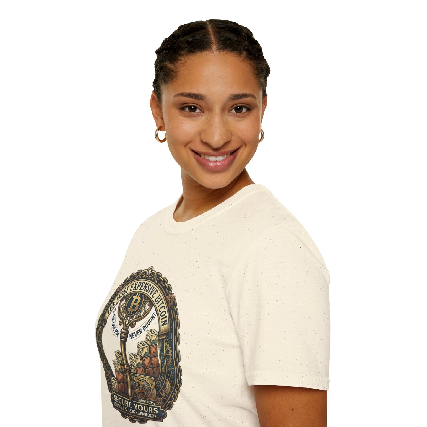Bitcoin Vintage Key & Vault T-Shirt — "Secure Yours" Cryptocurrency Graphic Tee