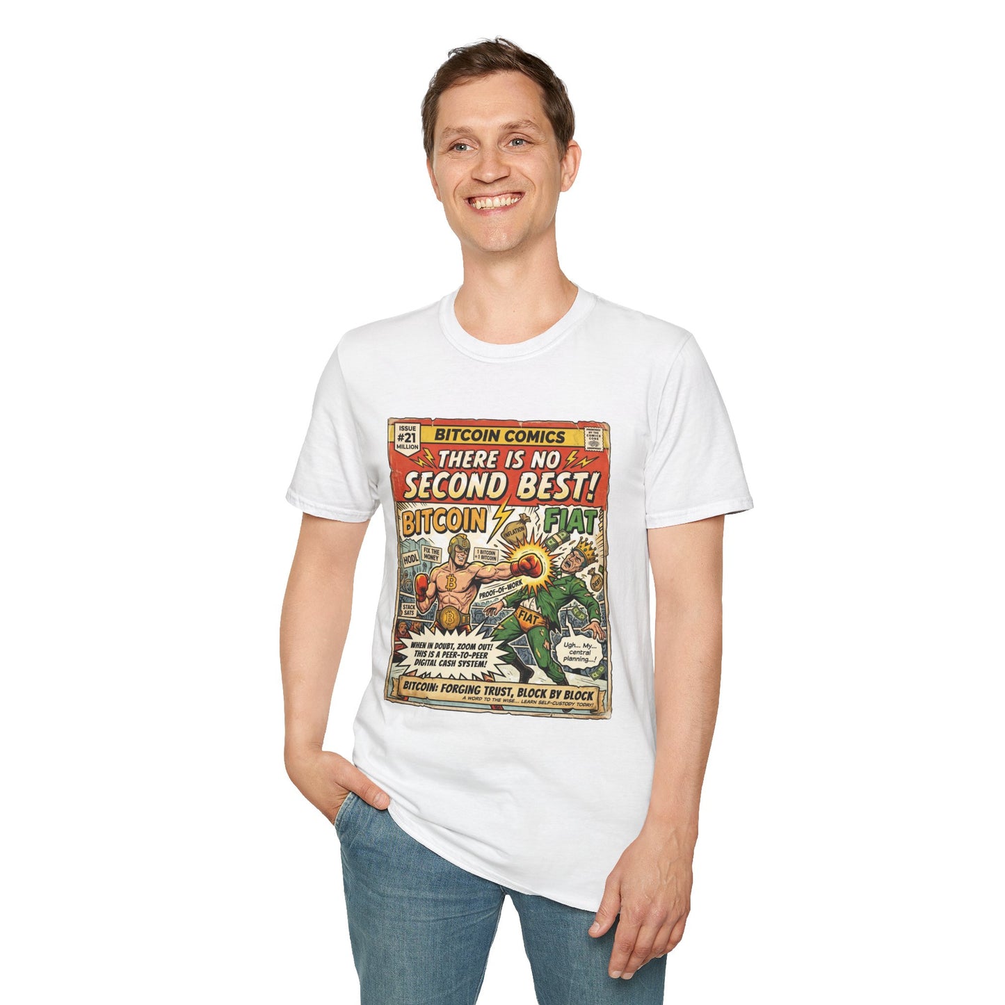 Bitcoin Comics Retro T-Shirt — "There Is No Second Best!" Vintage Crypto Tee