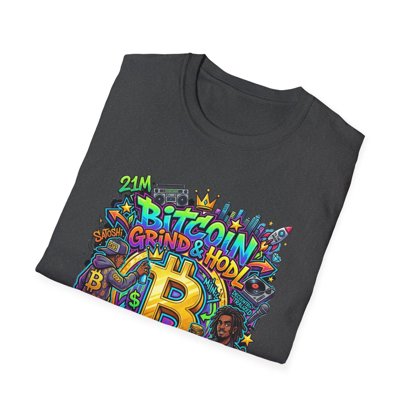 Bitcoin Grind & HODL T-Shirt — Crypto Currency Street Art Tee