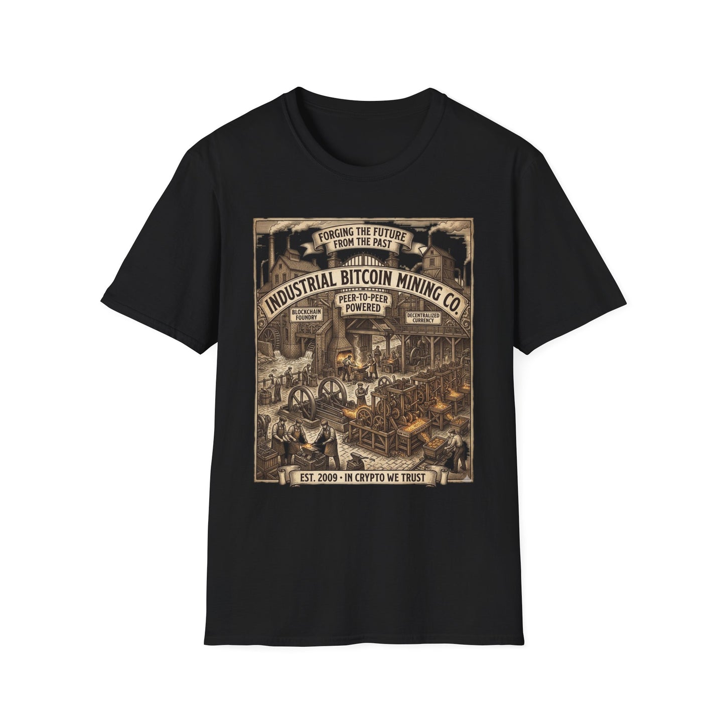 Industrial Bitcoin Mining Co. T-Shirt — Vintage Crypto Miner Graphic Tee