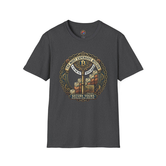 Bitcoin Vintage Key & Vault T-Shirt — "Secure Yours" Cryptocurrency Graphic Tee