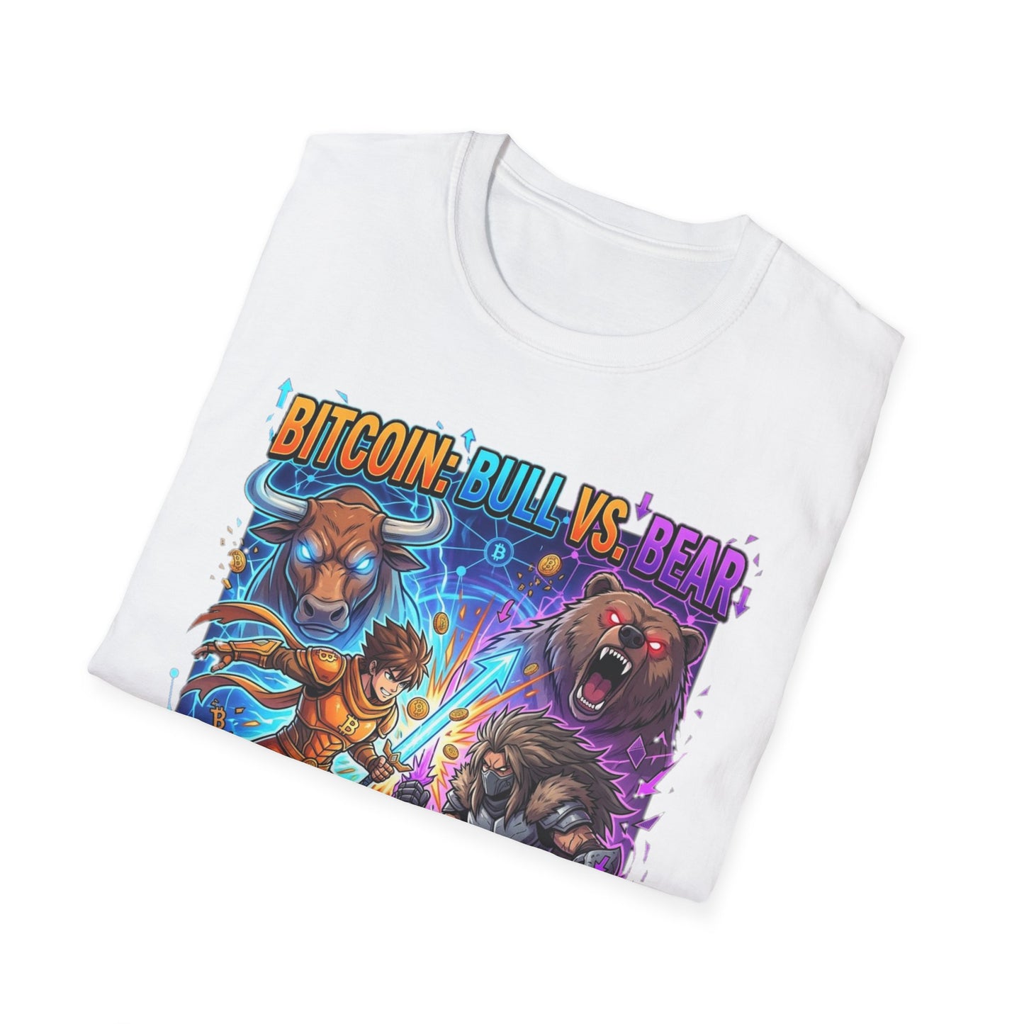 Bitcoin Bull vs Bear T-Shirt - 'The Decentralized Battle' Crypto Graphic Tee