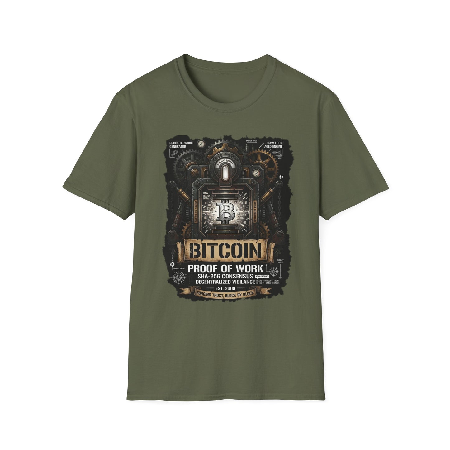 Bitcoin Proof of Work T-Shirt — Crypto Miner Vintage Graphic Tee