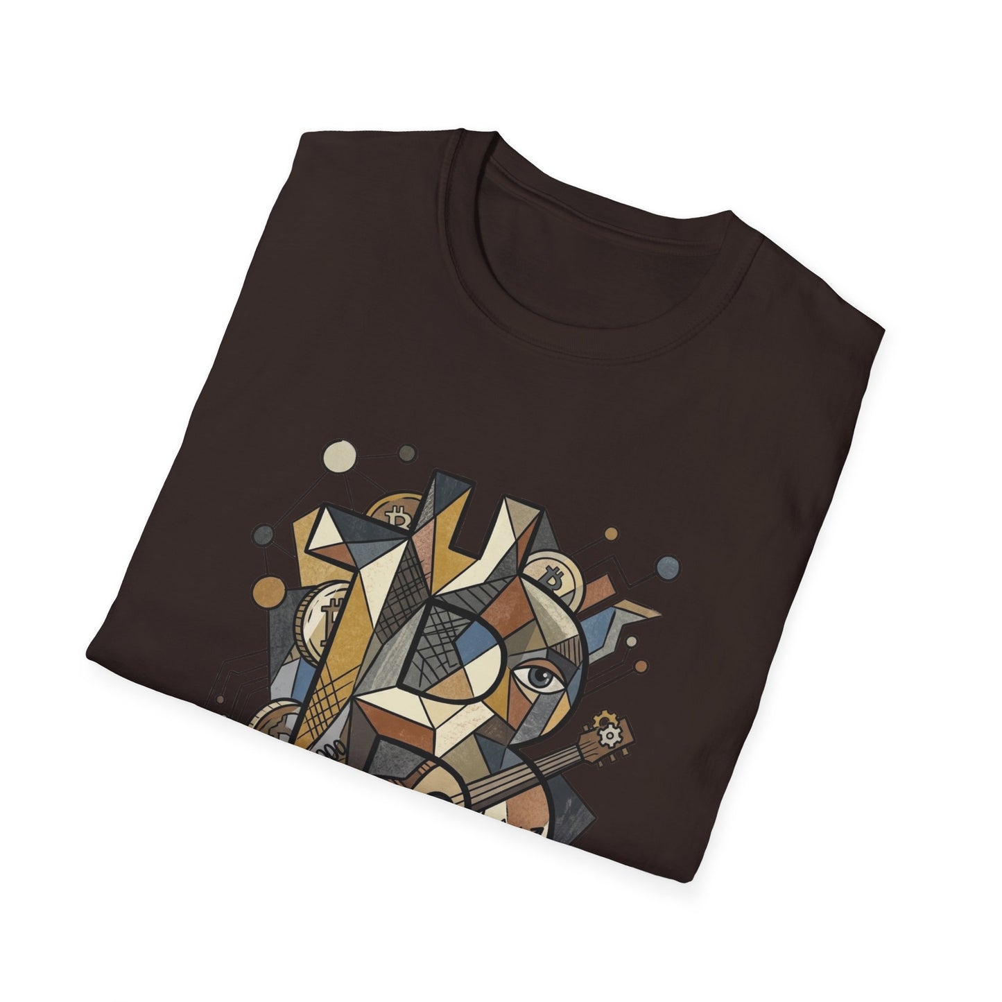 Abstract Geometric Bitcoin T-Shirt — Retro Music Art Tee