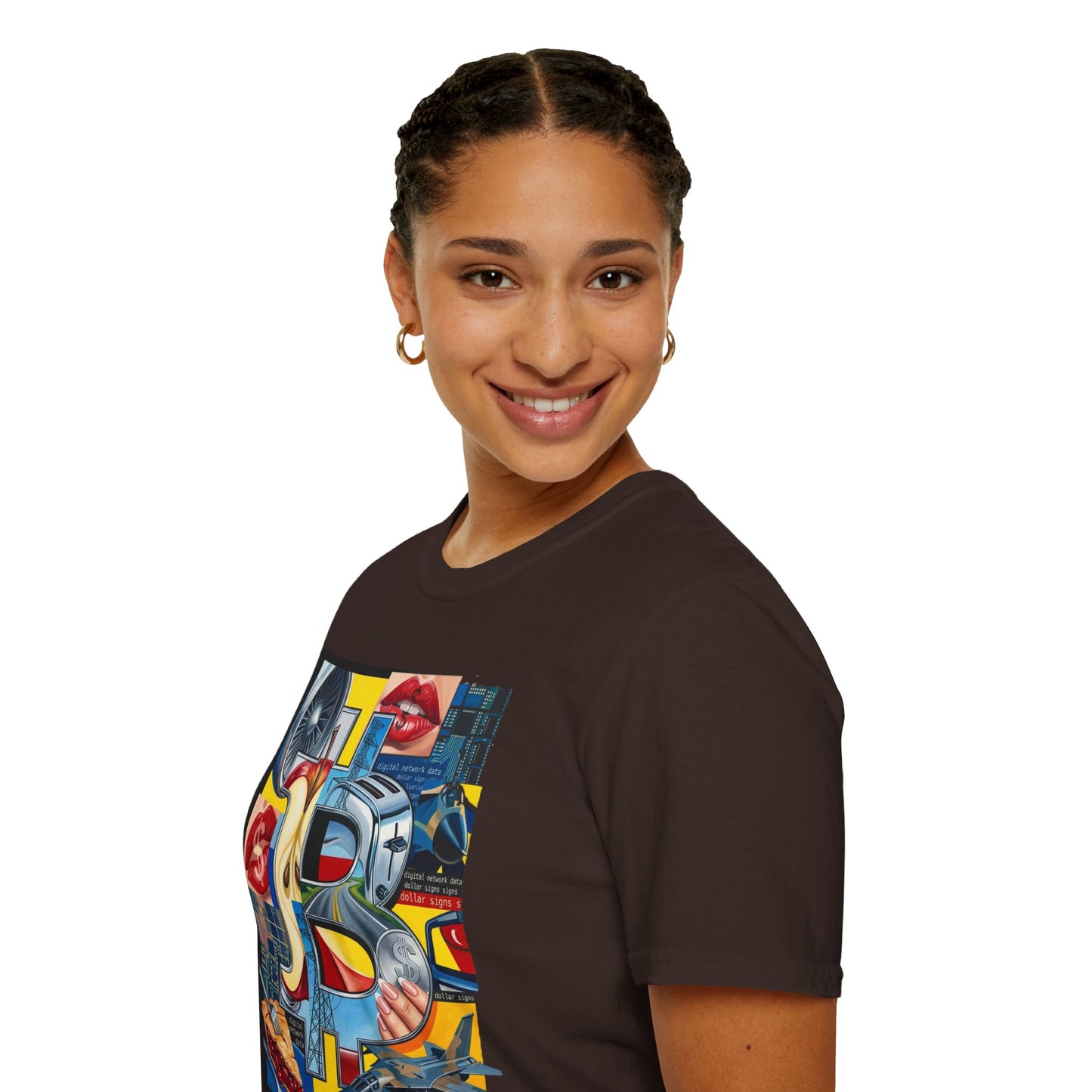 Retro Pop Art 'Ride' Graphic T-Shirt — Vintage Collage Motorcycle & Lips Design