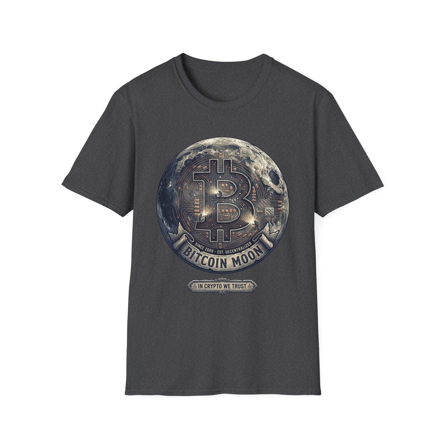 Bitcoin Moon Graphic T-Shirt — “In Crypto We Trust” Crypto Enthusiast Tee