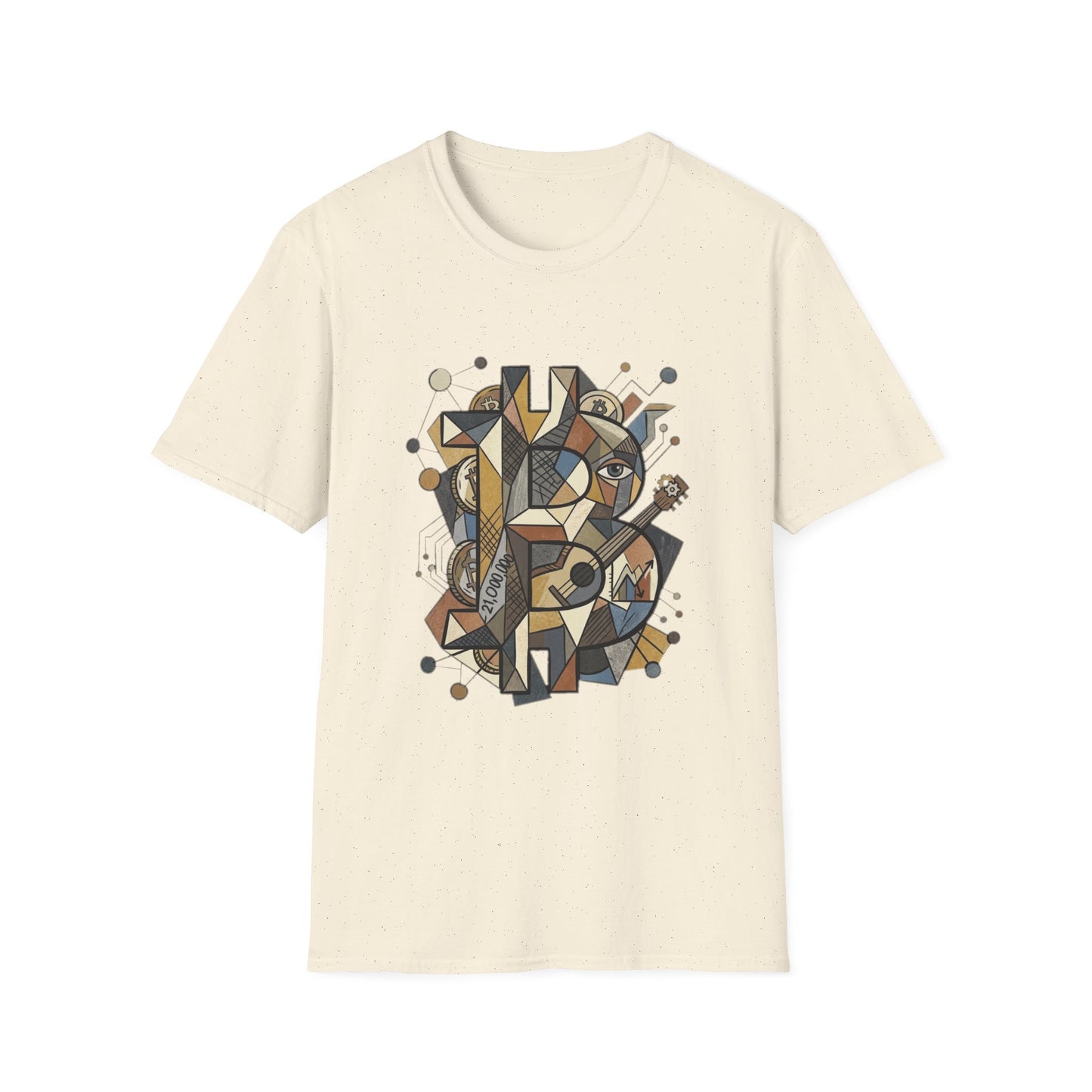 Abstract Geometric Bitcoin T-Shirt — Retro Music Art Tee